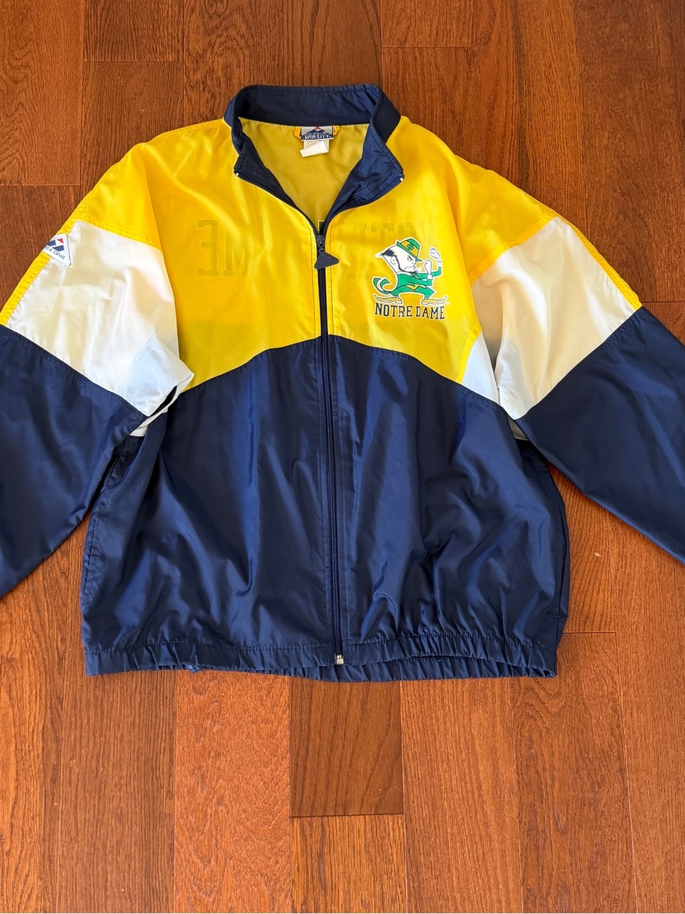 Vintage 90s Apex One Notre Dame Fighting Irish Windbreaker Jacket Full Zip L